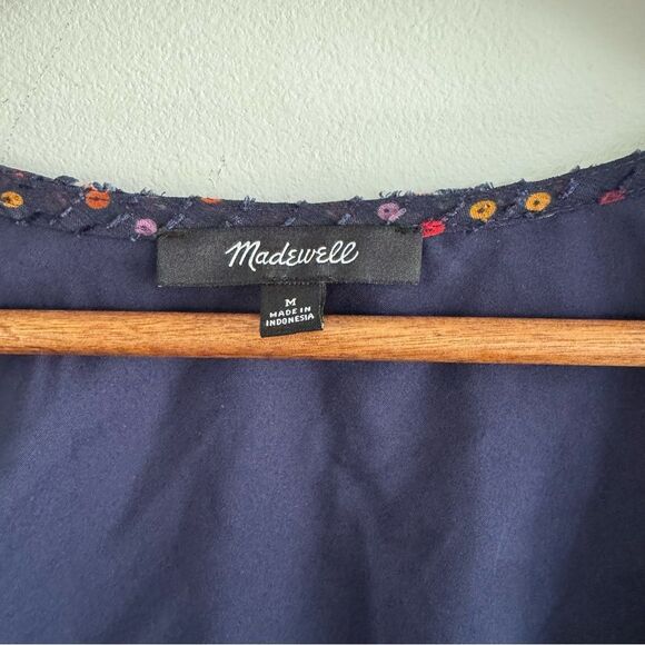 Women's Navy Polka Dot Blouse - Picture 7 of 14